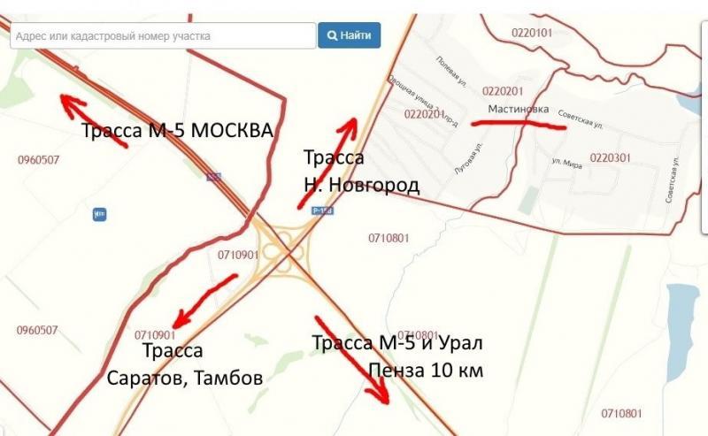 Сельхоз и Другое 1 ая линия Трасса М-5 Арбеково Пенза - участок продам